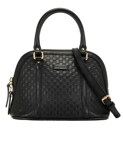 Mini Microguccissima Dome Bag, Leather, Black, 449654, S, 2*